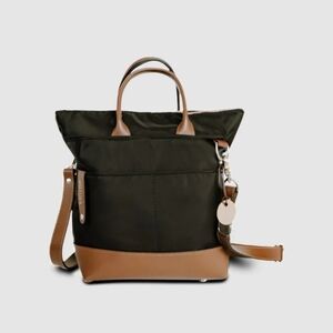 R.Riveter Women's Otto Signature Black Canvas Tote with Brown Leather Bag